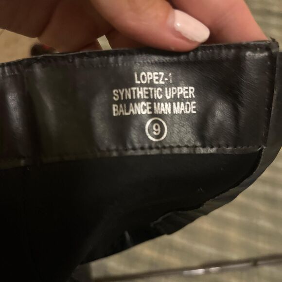 CHASE + CHLOE leatherette slouchy pointy toe black knee high heels SIZE 9 - Picture 7 of 7